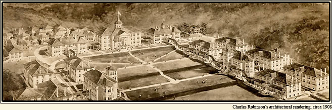 Charles Robinson's architectural rendering of Harrisonburg Normal School, circa 1908.